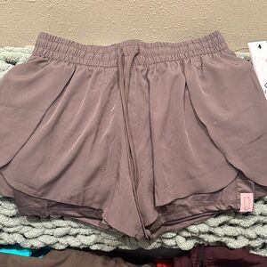 Women's Mauve Layered Drawstring Shorts